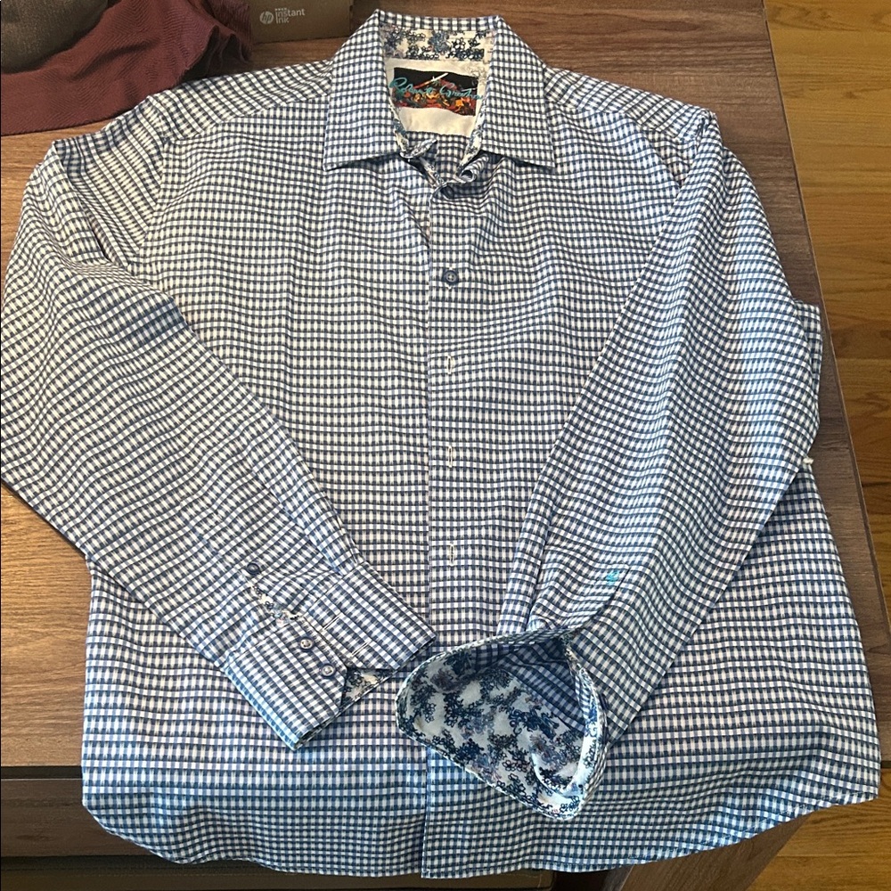 Robert Graham Blue and White Checkered Shirt